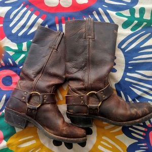 Vintage Frye leather harness cowboy boots